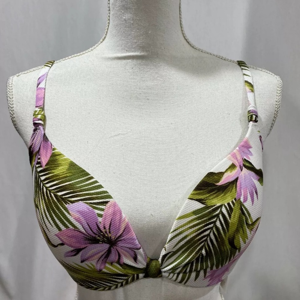 Shade & Shore Green Tropical Bikini Top NWT 34DD